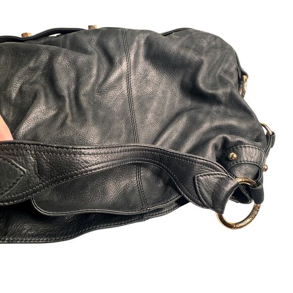 Rebecca Minkoff Black  Hobo Leather Moto Handbag Purse with Dust Cover Bag - Picture 9 of 13